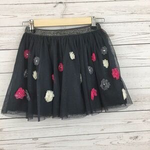 Children's Place Black Tulle (with underslip) with Flowers Skirt- LARGE 10/12